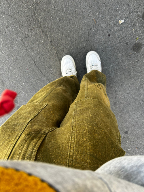 Green Vintage Denim Lowtuz Pants